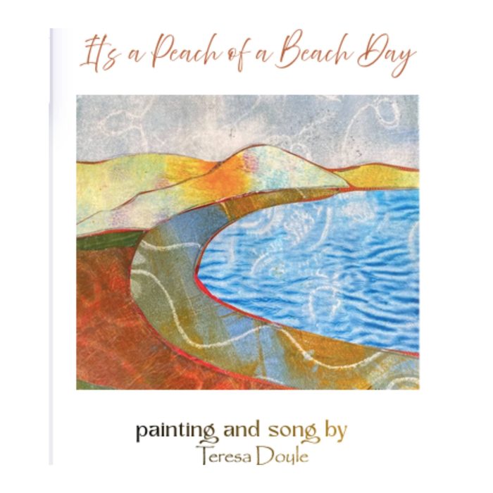 It's a Peach of a Beach Day song artwork, painting of shoreline and dunes.